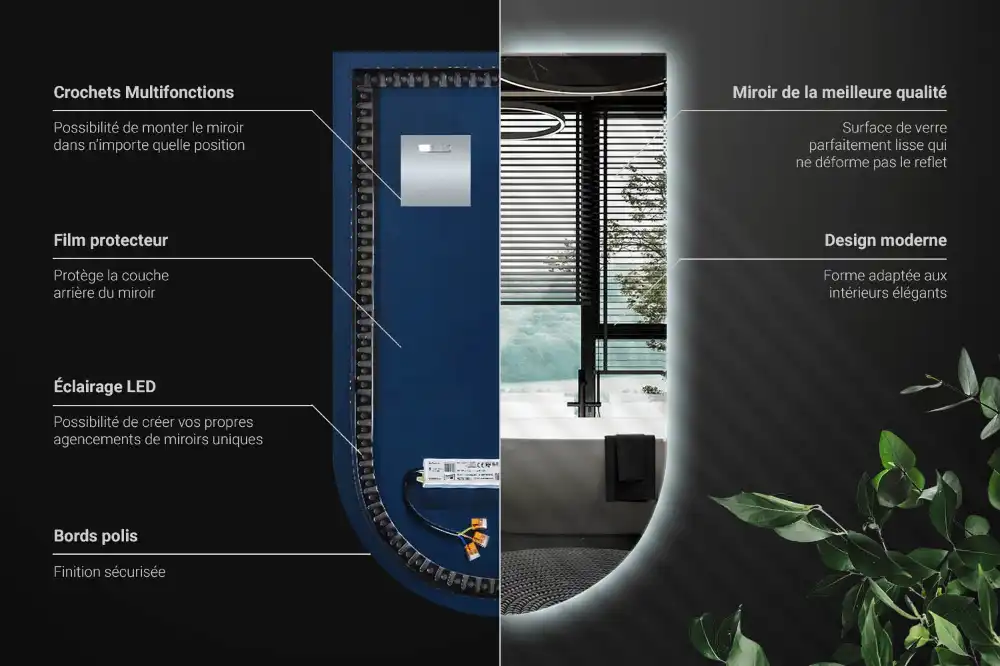 Arched mirror LED light