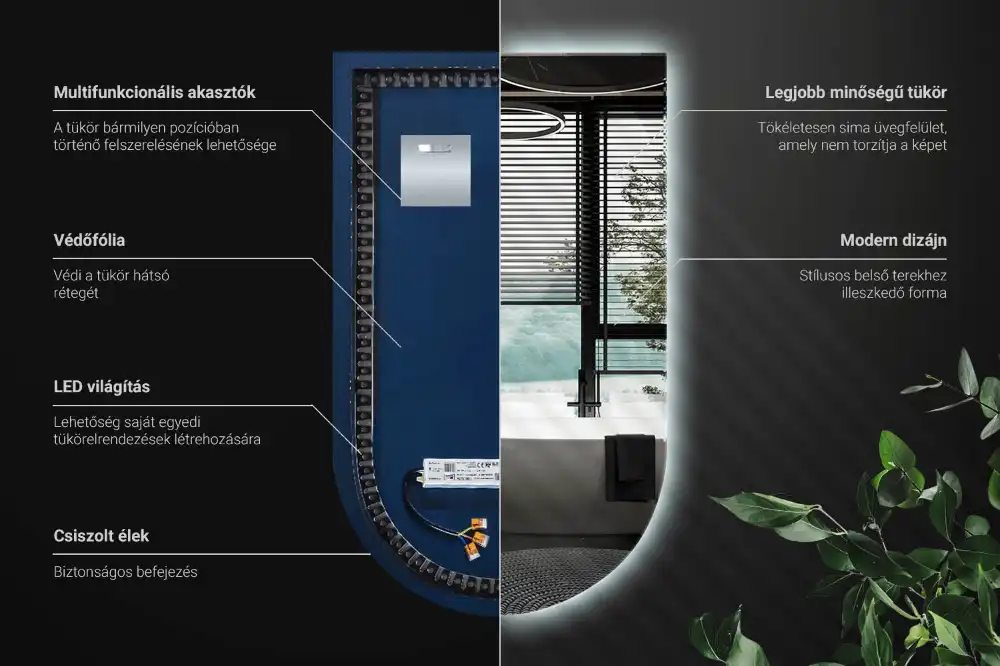Arched mirror LED light