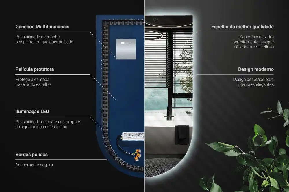 Arched mirror LED light