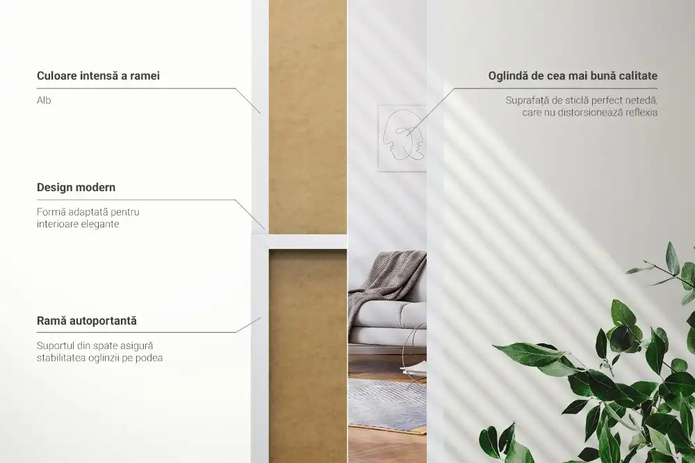 Standing mirror in a white frame