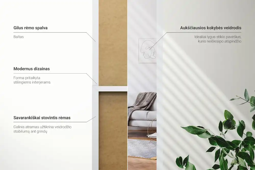 Standing mirror in a white frame