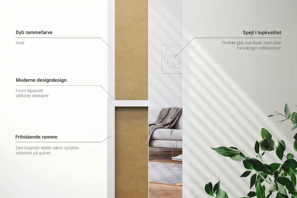 Standing mirror in a white frame