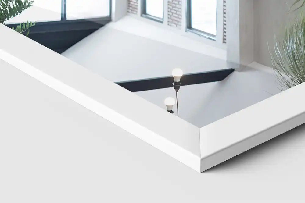 Standing mirror in a white frame