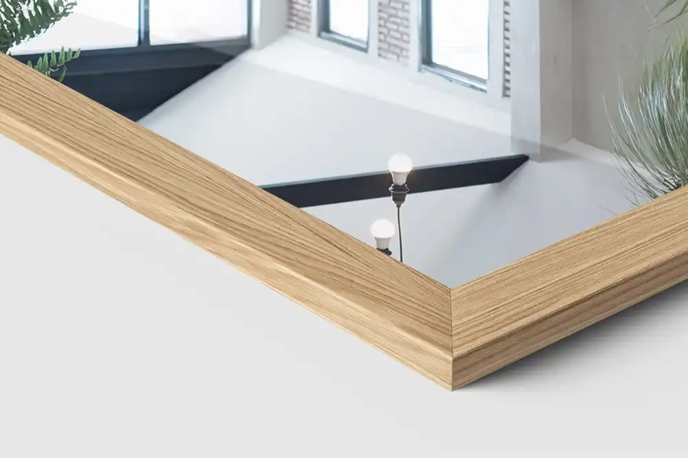 Standing mirror in an oak-colour frame