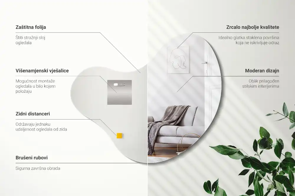 Organic mirror frameless hanging