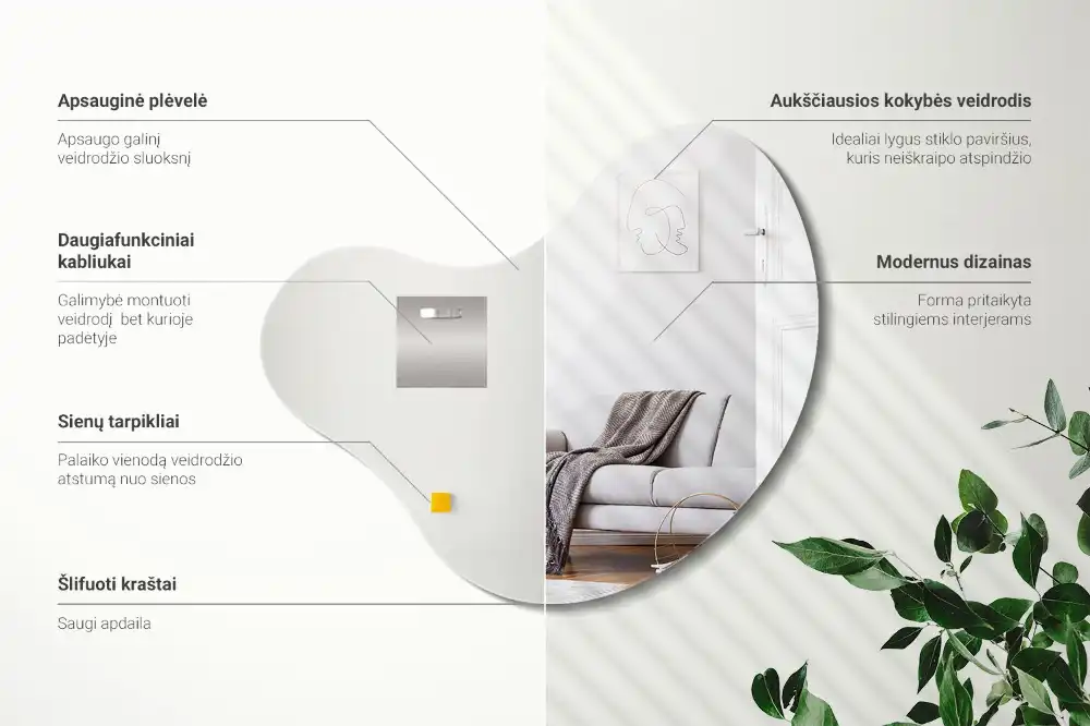 Organic mirror frameless hanging