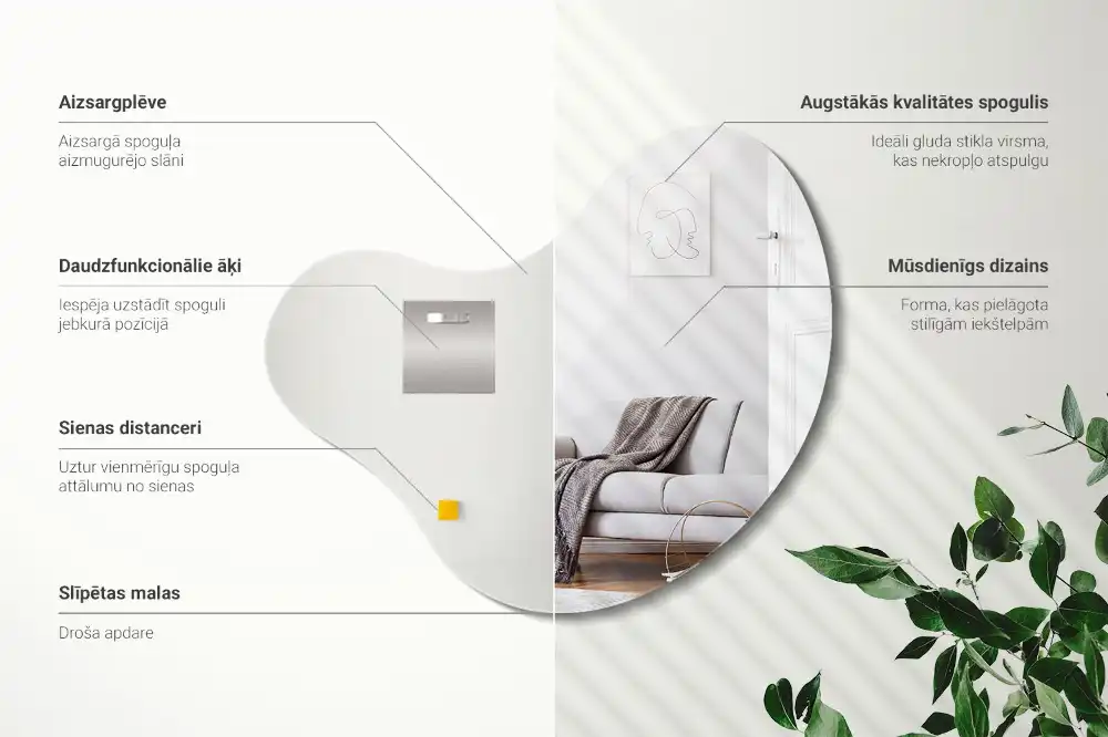 Organic mirror frameless hanging