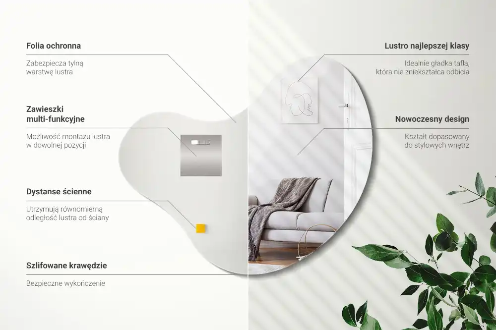 Organic mirror frameless hanging