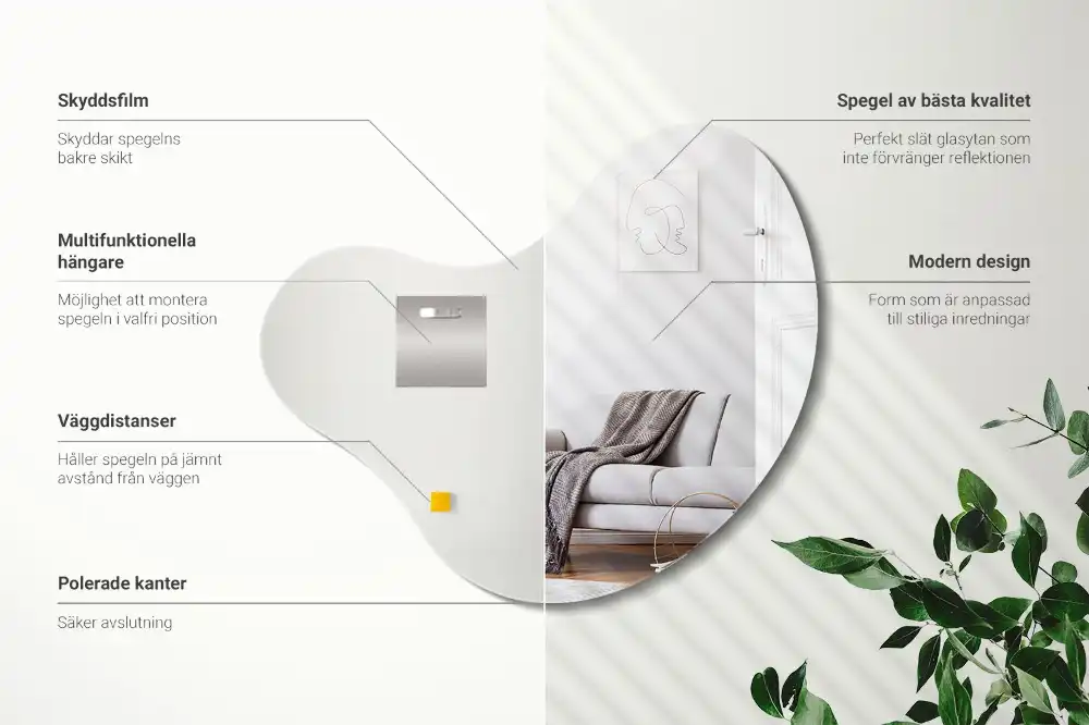 Organic mirror frameless hanging