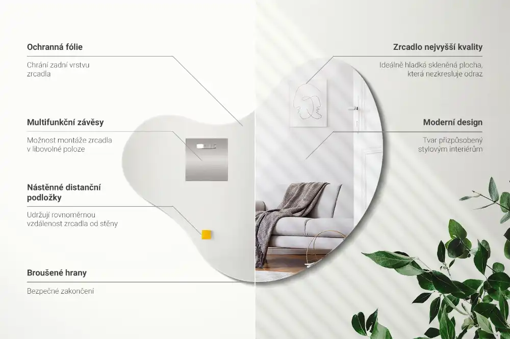 Organic mirror frameless hanging