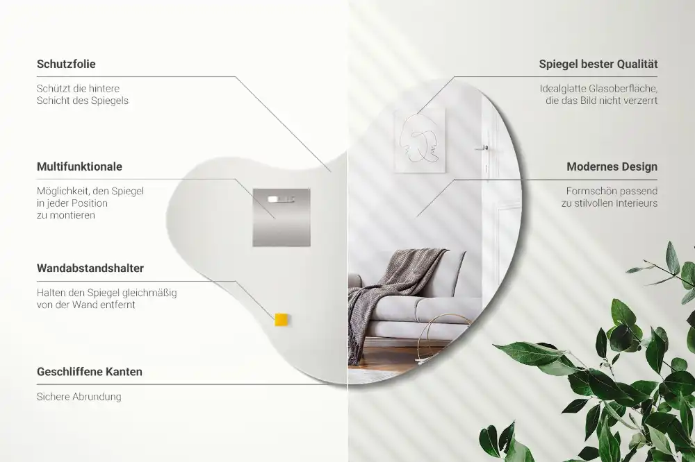 Organic mirror frameless hanging