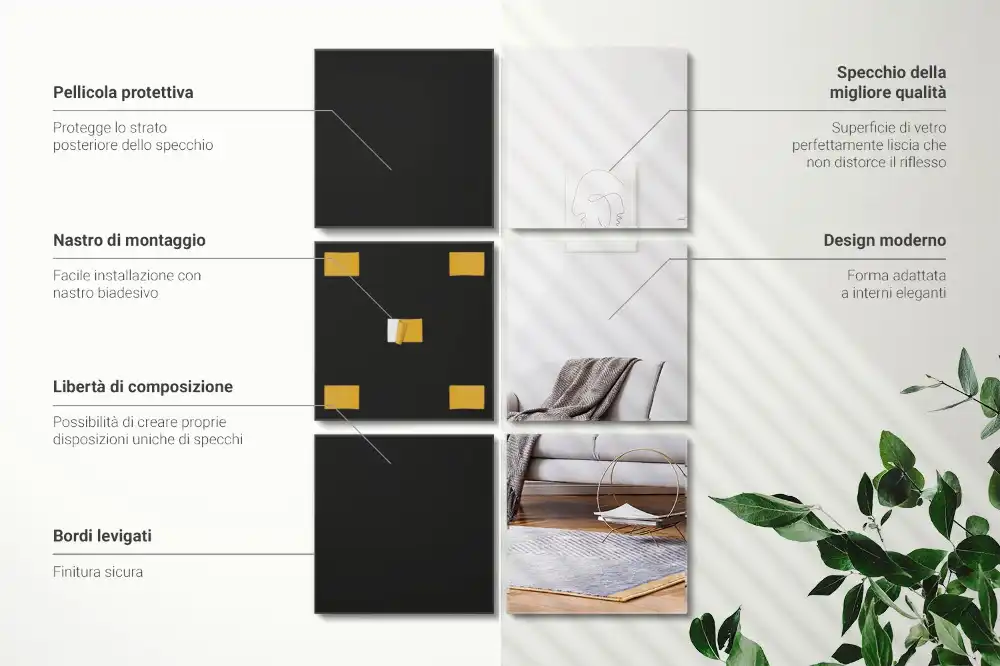 Mirror tiles for wall square decorative