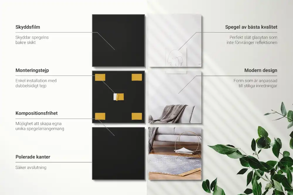 Mirror tiles for wall square decorative