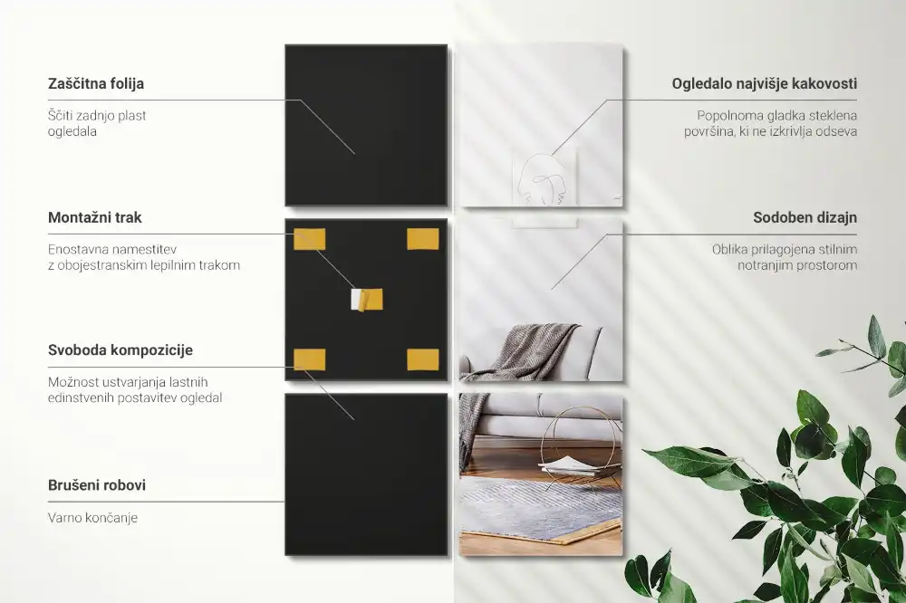 Mirror tiles for wall square decorative