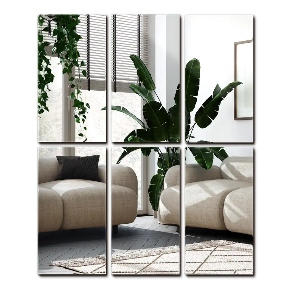 Rectangle mirror tiles self-adhesive