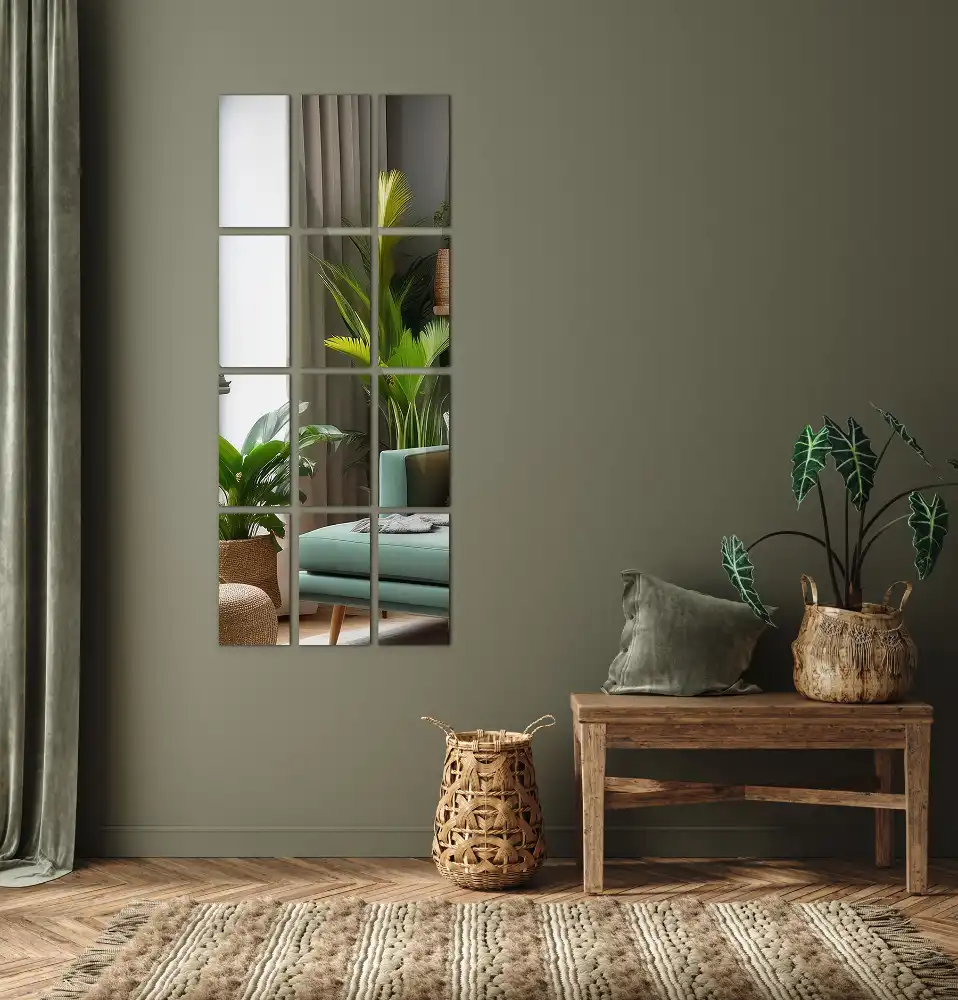 Rectangle mirror tiles self-adhesive