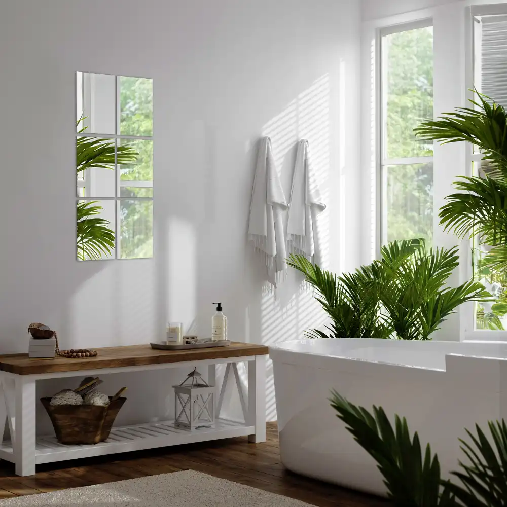 Rectangle mirror tiles self-adhesive