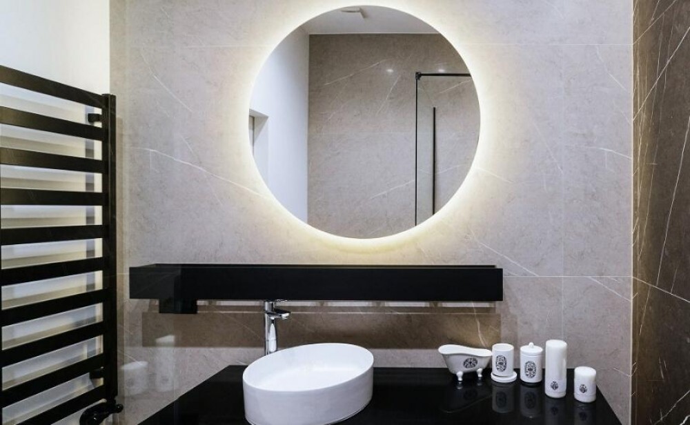 narrow bathroom