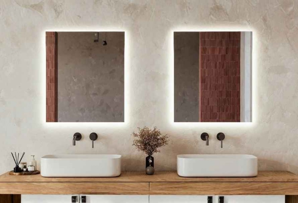 two mirrors in the bathroom
